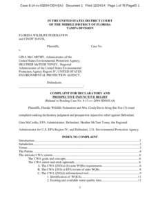Case 8:14-cvCEH-EAJ Document 1 FiledPage 1 of 76 PageID 1  IN THE UNITED STATES DISTRICT COURT OF THE MIDDLE DISTRICT OF FLORIDA TAMPA DIVISION FLORIDA WILDLIFE FEDERATION