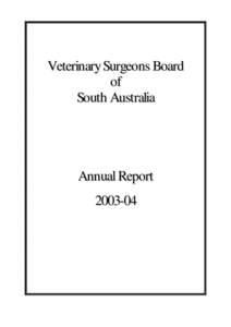 Veterinary Surgeons Board of South Australia Annual Report
