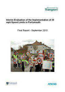 Interim Evaluation of the Implementation of 20 mph Speed Limits in Portsmouth