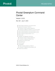 Pivotal Greenplum Command CenterRelease Notes, A01