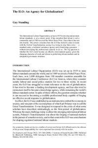 The ILO: An Agency for Globalization?