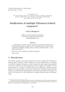 Annales Mathematicae et Informaticaepp. 175–192 Proceedings of the 15th International Conference on Fibonacci Numbers and Their Applications Institute of Mathematics and Informatics, Eszterházy Károly Coll