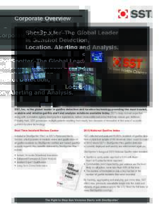 Corporate Overview ShotSpotter –The Global Leader in Gunshot Detection, Location, Alerting and Analysis. ®