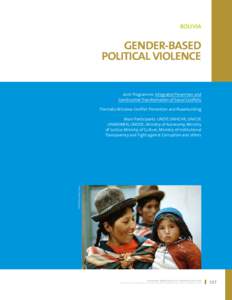 Bolivia  Gender-Based Political Violence Joint Programme: Integrated Prevention and Constructive Transformation of Social Conflicts