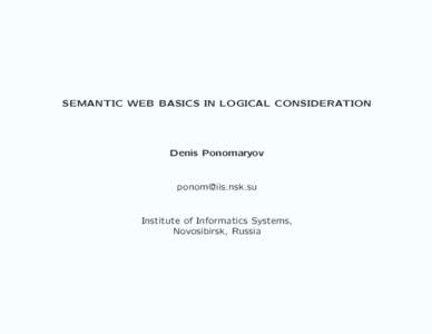 Semantic Web Basics in Logical Consideration