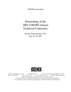 USENIX Association  Proceedings of the 2001 USENIX Annual Technical Conference Boston, Massachusetts, USA
