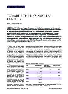 THE RUSI JOURNAL  TOWARDS THE UK’S NUCLEAR CENTURY MALCOLM CHALMERS