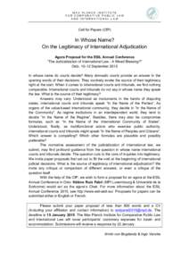 MAX PLANCK INSTITUTE FOR COMPARATIVE PUBLIC LAW AND INTERNATIONAL LAW Call for Papers (CfP)