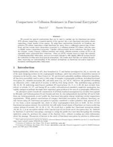 Compactness vs Collusion Resistance in Functional Encryption∗ Baiyu Li† Daniele Micciancio‡  Abstract