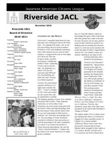 Japanese American Citizens League  Riverside JACL NovemberRiverside JACL