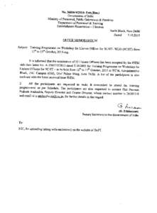 NoEstt.(Res.)  Government of India Ministry of Personnel, Public Grievances & Pensions Department of Personnel & Training Establishment Reservation — I Section