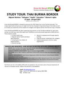 Microsoft Word - APHEDA Thai-Burma Border Study Tour 2012 itinerary_final.doc