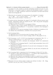 Algebra II  4. Teoremi di Sylow, gruppi semplici Roma, 22 ottobre 2017.