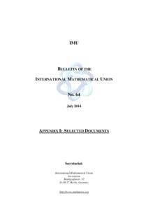 IMU  BULLETIN OF THE INTERNATIONAL MATHEMATICAL UNION  No. 64