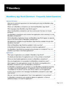 Microsoft Word - BlackBerry App World[removed]Frequently Asked Questions