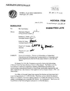 AGENDA DOCUMENT NO[removed]FEDERAL ELECTION COMMISSION Washington, DC[removed]JUN 13 P 4: 41