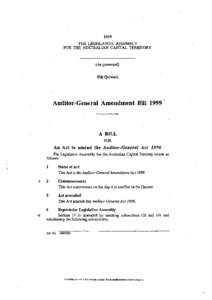 1999 THE LEGISLATIVE ASSEMBLY FOR THE AUSTRALIAN CAPITAL TERRITORY (As presented) (Mr Quinlan)