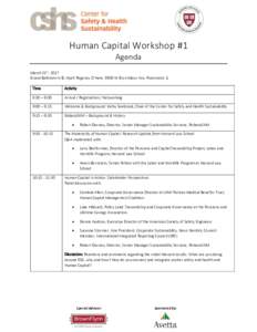 Human Capital Workshop #1 Agenda March 31st, 2017 Grand Ballroom A/B, Hyatt Regency O’Hare, 9300 W Bryn Mawr Ave, Rosemont, IL Time