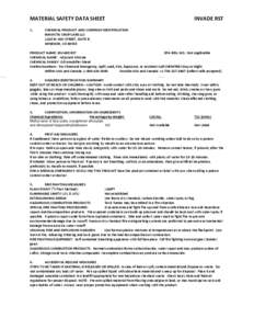 MATERIAL SAFETY DATA SHEET 1. INVADE RST  CHEMICAL PRODUCT AND COMPANY IDENTIFICATION