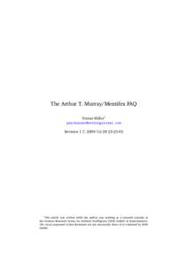 The Arthur T. Murray/Mentifex FAQ Tristan Miller1  Revision 1.7, :23:02  1