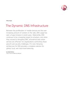 White Paper  The Dynamic DNS Infrastructure Between the proliferation of mobile devices and the everincreasing amount of content on the web, DNS usage has seen a huge increase in recent years. Meanwhile, DNS continues to
