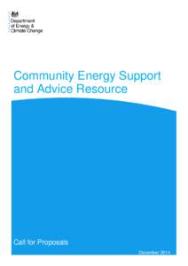 Community Energy Support and Advice Resource Call for Proposals December 2014