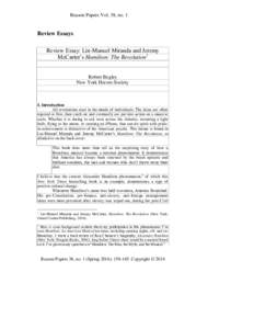 Reason Papers Vol. 38, no. 1  Review Essays Review Essay: Lin-Manuel Miranda and Jeremy McCarter’s Hamilton: The Revolution1