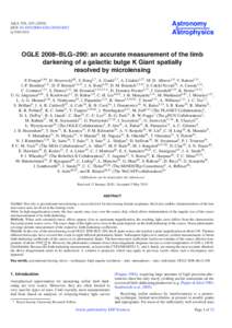 OGLE[removed]BLG--290: an accurate measurement of the limb darkening of a galactic bulge K Giant spatially  resolved by microlensing