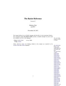 The Racket Reference Version 6.3 Matthew Flatt and PLT November 20, 2015