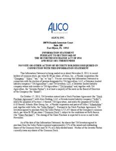 ALICO, INC[removed]Daniels Interstate Court Suite 100 Fort Myers, FL[removed]INFORMATION STATEMENT PURSUANT TO SECTION 14(f) OF