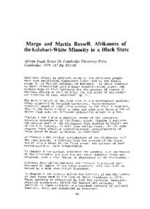 Margo and Martin Russell. Afrikaners of the Kalahari- White Minority in a Black State African Trade Series 24, Cambridge University Press,