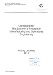 The Faculty of Engineering and Science Board of Studies for Industry and Global Business Development Curriculum for The Bachelor’s Program in