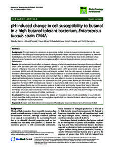 pH-induced change in cell susceptibility to butanol in a high butanol-tolerant bacterium, Enterococcus faecalis strain CM4A