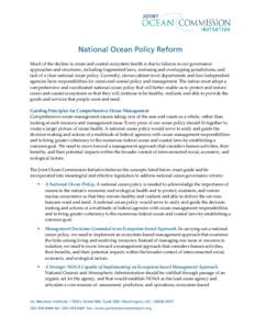 Joint Ocean Commission Initiative / Physical geography / Ecosystem-based management / Ocean Governance / National Oceanic and Atmospheric Administration / Marine spatial planning / Marine Protection /  Research /  and Sanctuaries Act / Oceanography / Earth / Environment