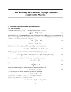 Lasso Screening Rules via Dual Polytope Projection (Supplemental Material