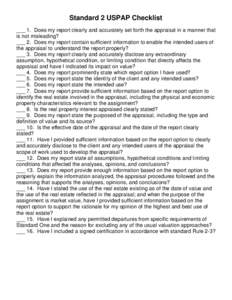 Standard 2 USPAP Checklist