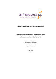 The universities’ centre for railway systems research  New Rail Materials and Coatings