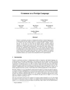 Grammar as a Foreign Language  Oriol Vinyals∗ Google  Terry Koo