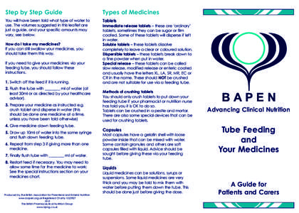 Step by Step Guide  Types of Medicines You will have been told what type of water to use. The volumes suggested in this leaflet are