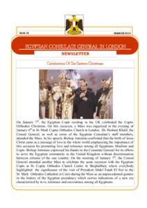 ISSUE 19  MARCH 2015 EGYPTIAN CONSULATE GENERAL IN LONDON NEWSLETTER