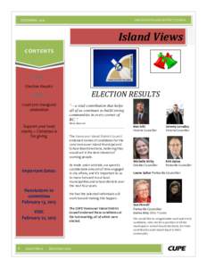 VANCOUVER ISLAND DISTRICT COUNCIL  DECEMBER, 2014 Island Views CONTENTS