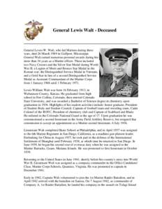Official Biography: General Lewis Walt