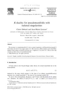 ARTICLE IN PRESS  Journal of Functional Analysis–133 K-duality for pseudomanifolds with isolated singularities