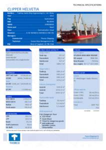 TECHNICAL SPECIFICATIONS  CLIPPER HELVETIABuilders . . . . . . . . . . Taizhou Sanfu Ship Engineering Co. Ltd- China Year
