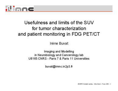 Usefulness and limits of the SUV for tumor characterization and patient monitoring in FDG PET/CT