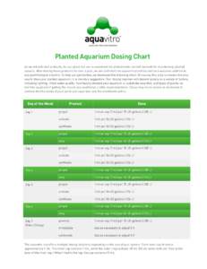 Planted Aquarium Dosing Chart As we did with reef products, for our plant line we re-examined the predominate current methods for maintaining planted aquaria. After testing these products for over a year, we are confiden