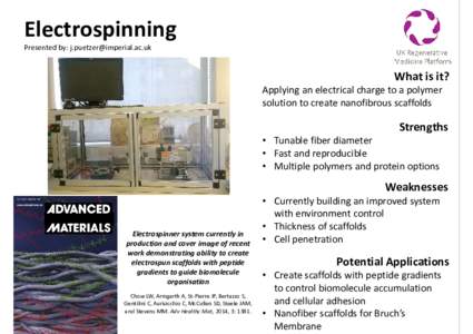 Electrospinning Presented by:  What is it?  Applying an electrical charge to a polymer