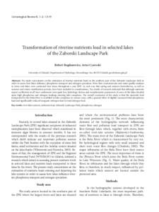 Transformation of riverine Limnological Review 8, 1-2: 13-19 nutrients load in selected lakes of the Zaborski Landscape Park