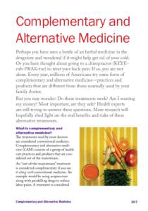 Complimentary and alternative medicine - The Healthy Woman