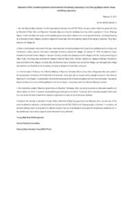 Statement of PSLF condemning Myanmar Government for Relentlessly Oppressing Ta-an (Palaung) Region and the People with Military Operations February 10, 2014 St. NoTaNaKaWe, the Palaung State Liberation Fr